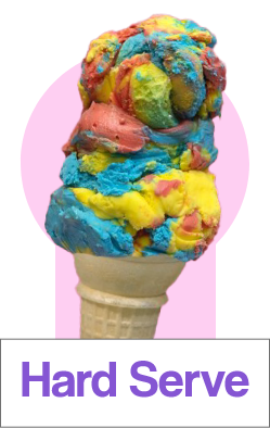 Group 1 Hard Serve Ice cream in Superman Flavor on a sugar cone